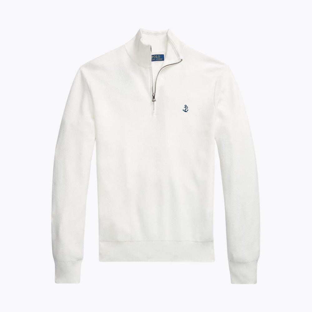 Mesh-Knit Cotton Quarter-Zip Sweater