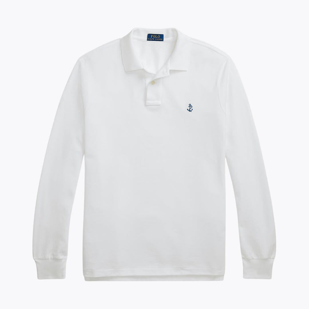 Mesh Long-Sleeve Polo Shirt