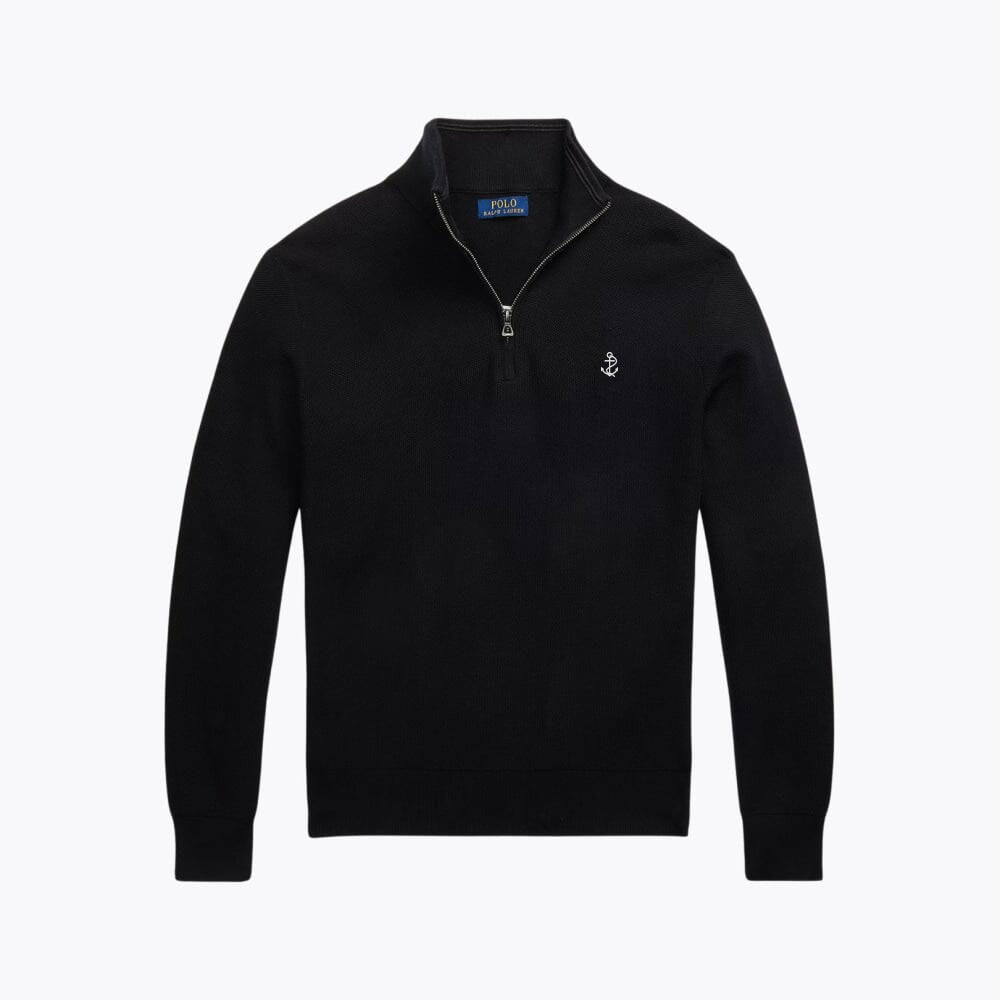 Mesh-Knit Cotton Quarter-Zip Sweater