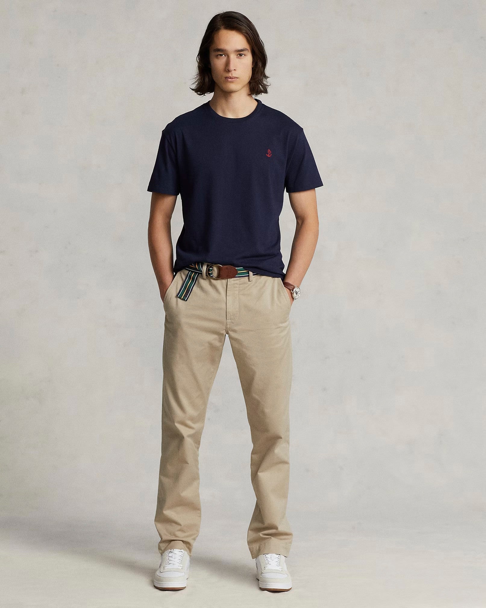 Slim fit jersey crew neck t-shirt - NAVY BLUE