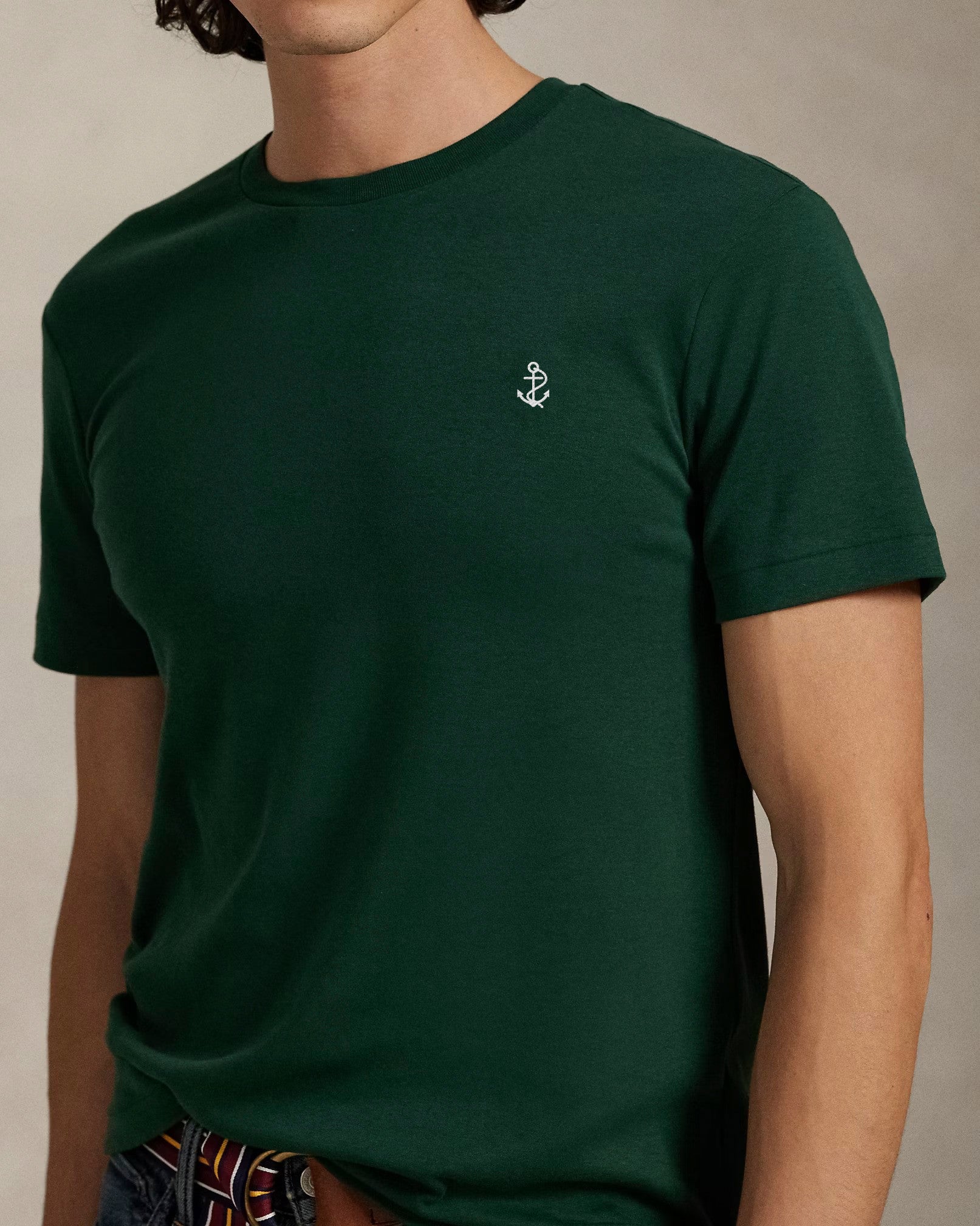 Slim fit jersey crew neck t-shirt   - Vintage Pine