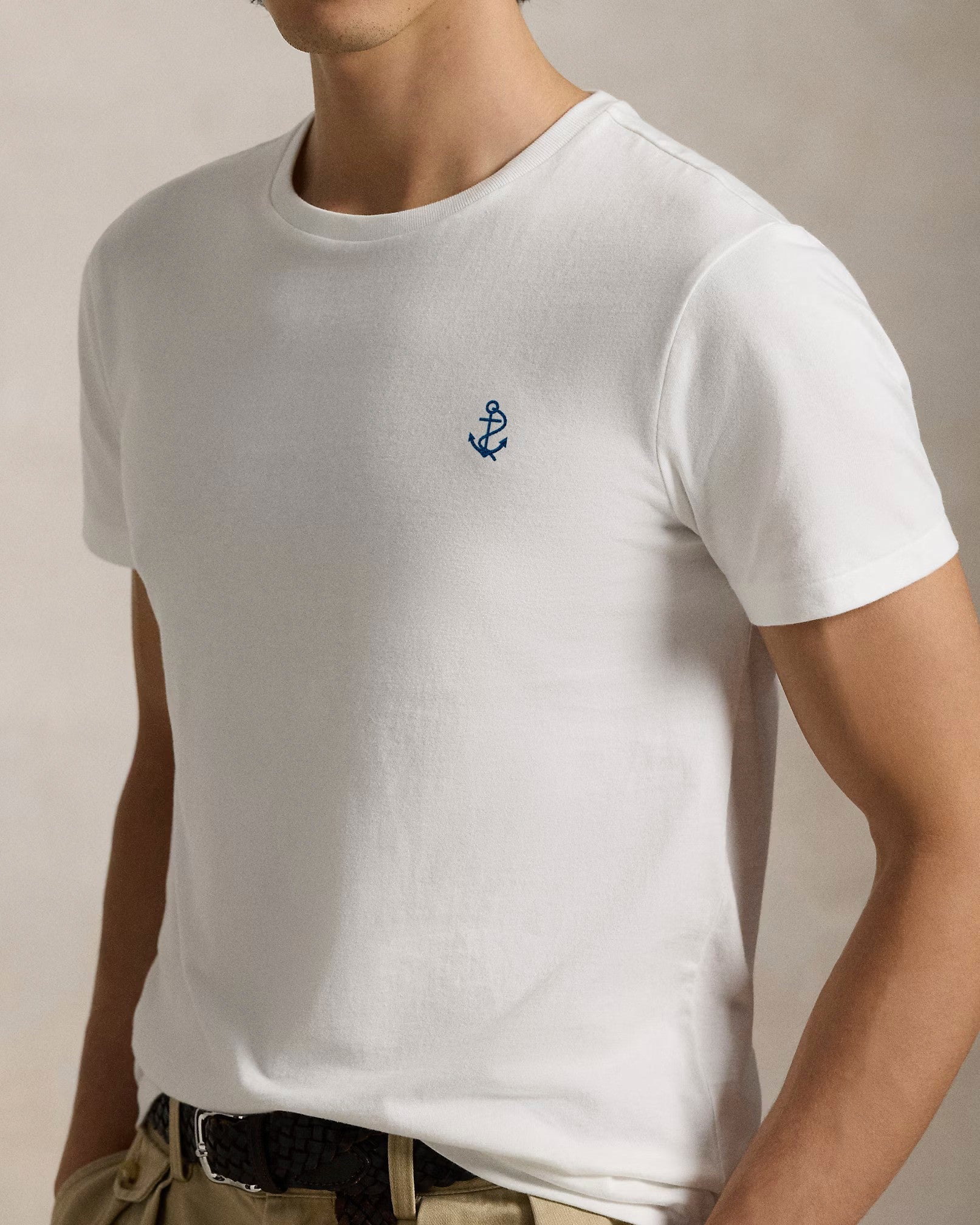 Slim fit jersey crew neck t-shirt   - White