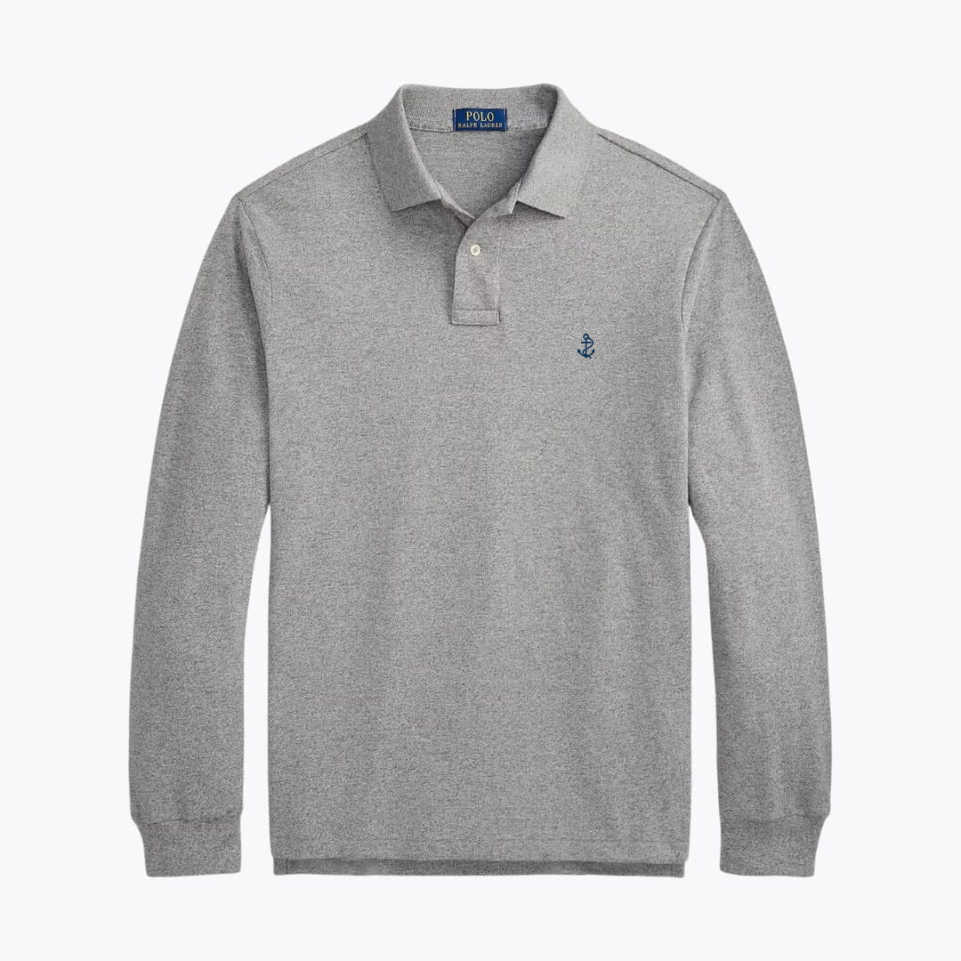Mesh Long-Sleeve Polo Shirt