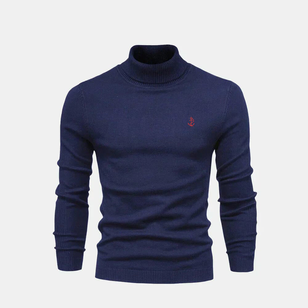 Turtleneck Cable-Knit Wool Knit Sweater