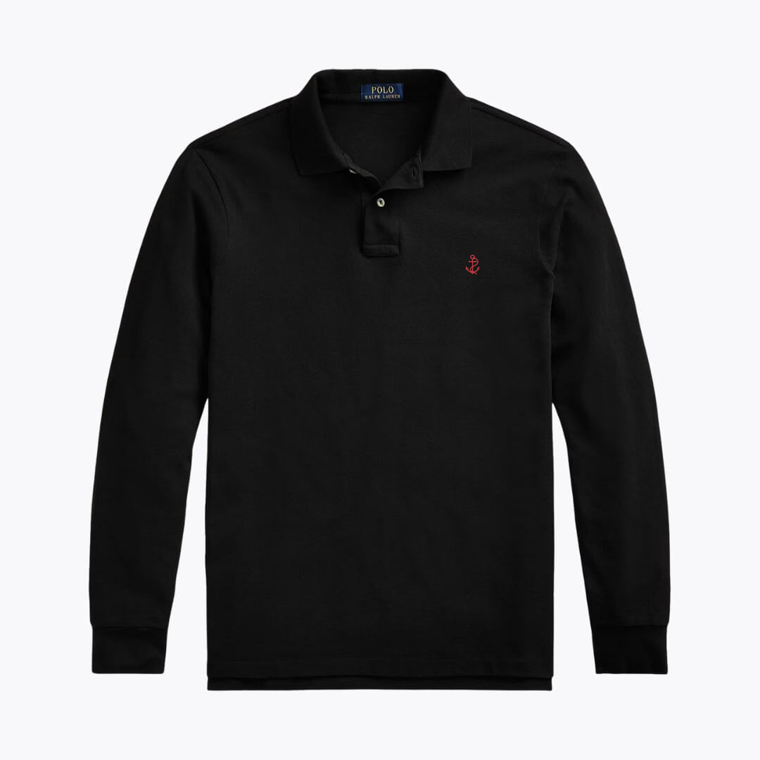Mesh Long-Sleeve Polo Shirt