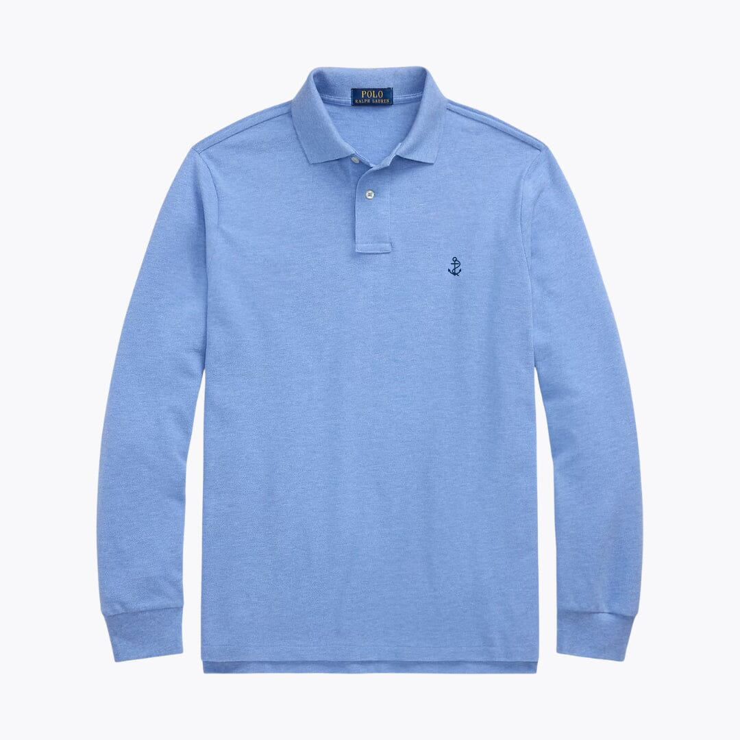 Mesh Long-Sleeve Polo Shirt