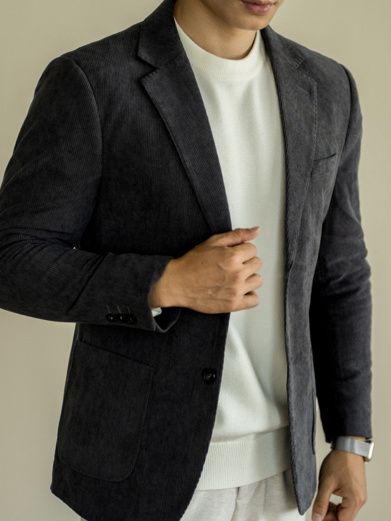 Old Money Corduroy Slim Fit Casual Suit Jacket