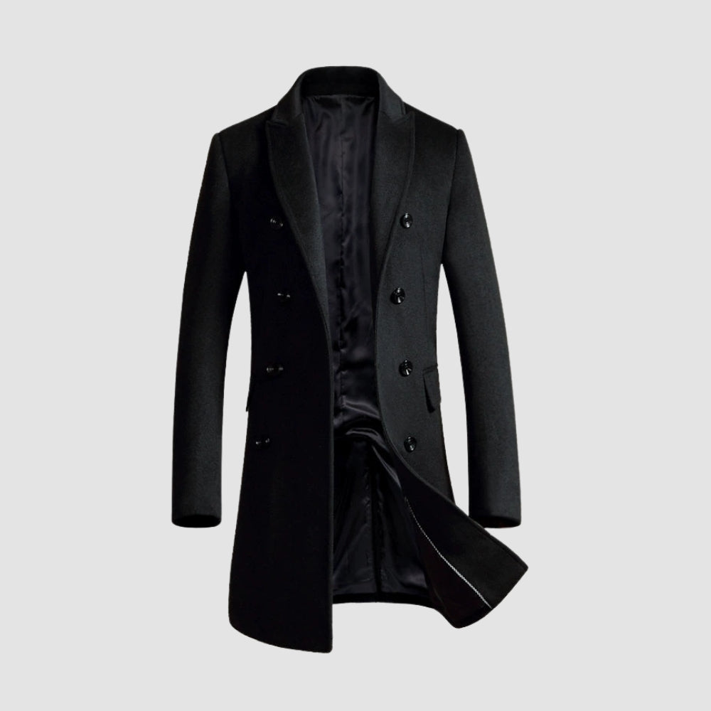 Old Money Mid-Length Double-Breasted Woolen Coat
