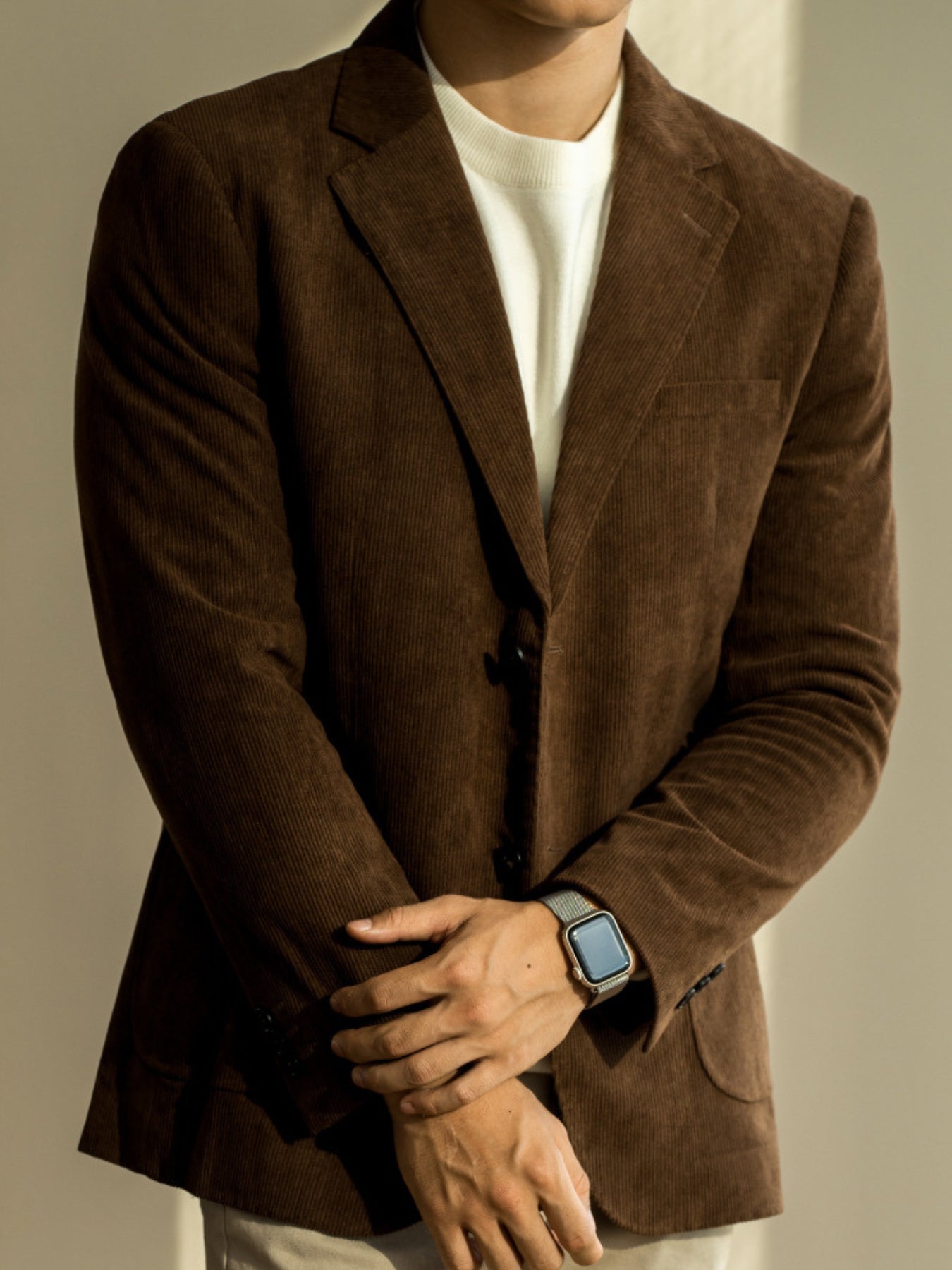 Old Money Corduroy Slim Fit Casual Suit Jacket