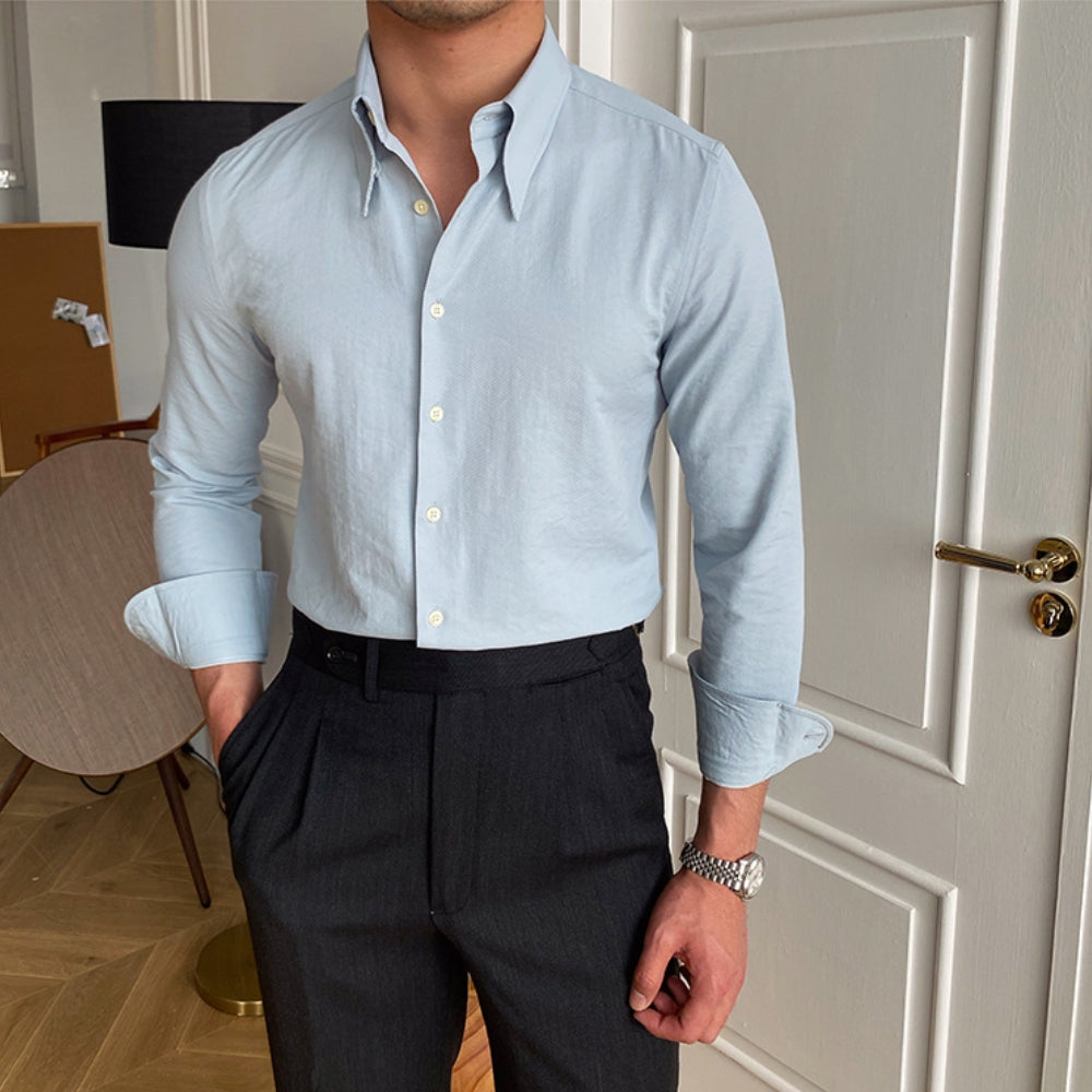 Old Money Large Pointed Casual Slim-Fit Shirt