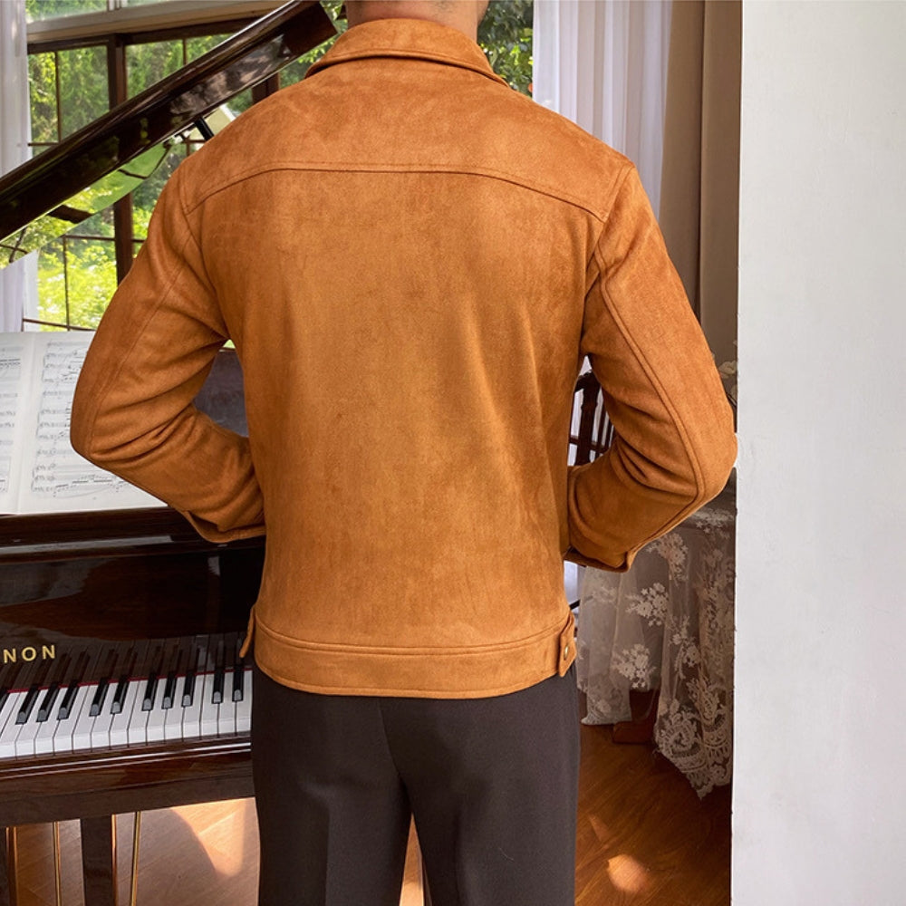 Old Money Suede Lapel Casual Jacket