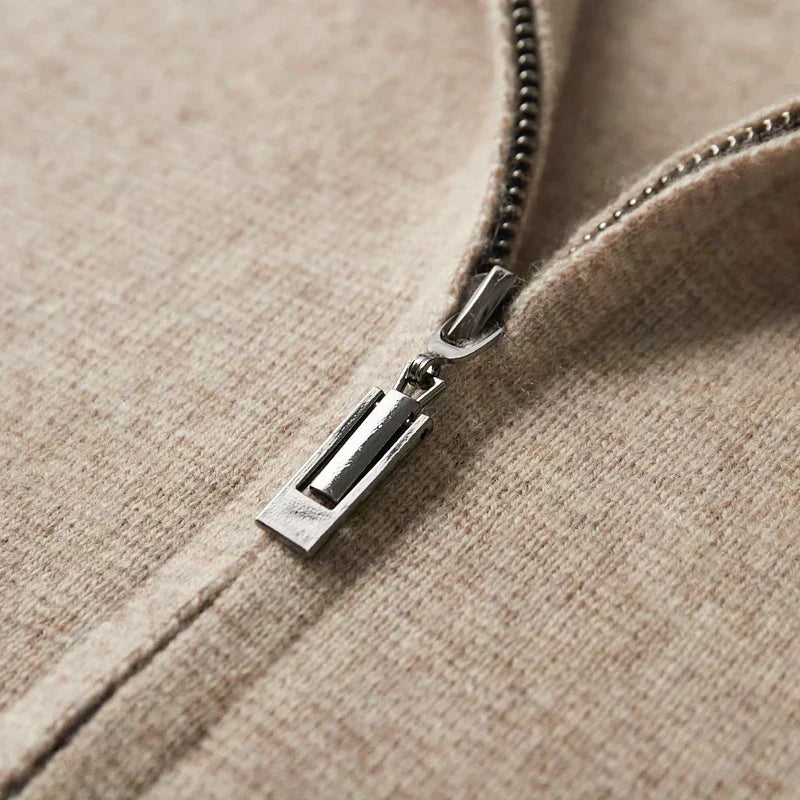 Old Money Men’s Cashmere Knitted Zip-Through Jacket