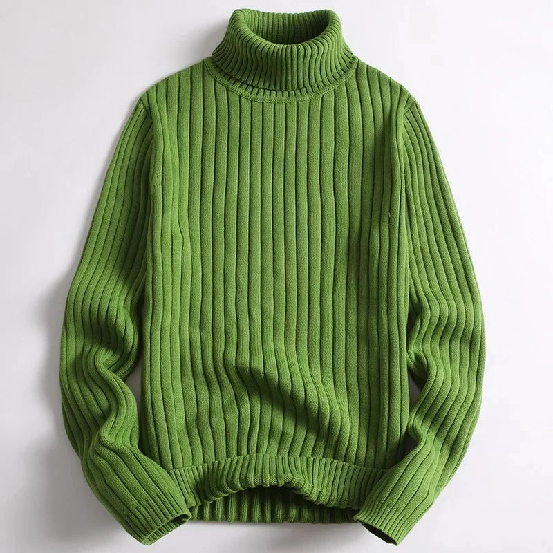 Old Money Ribbed Knit Turtleneck Sweater